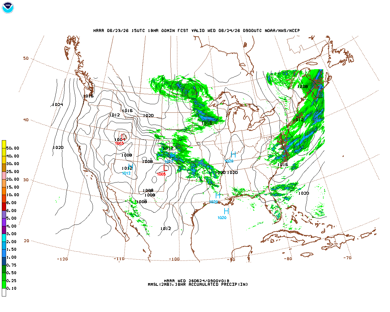 Click to enlarge the hourly precipitation forecast Latest 18 hour total precipitation forecast