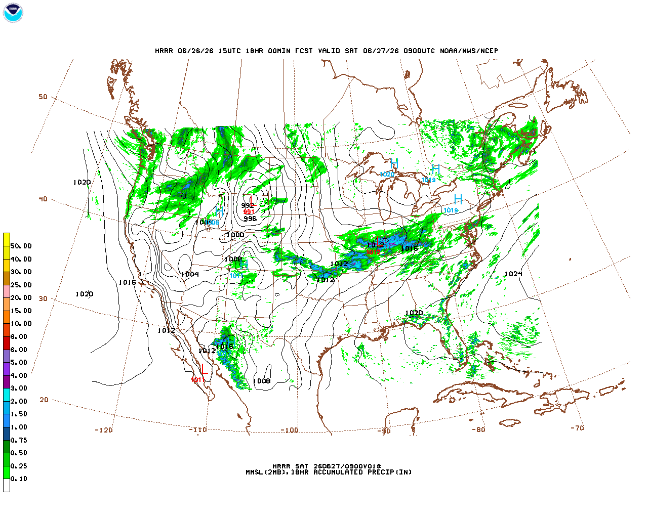 Click to enlarge the hourly precipitation forecast Latest 18 hour total precipitation forecast