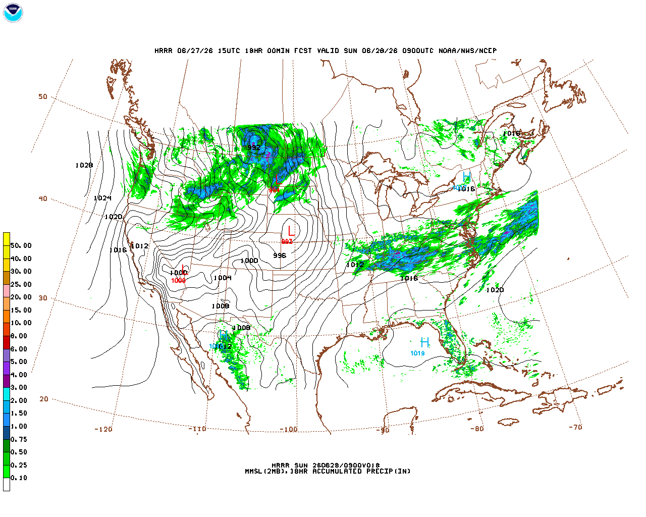 Click to enlarge the hourly precipitation forecast Latest 18 hour total precipitation forecast