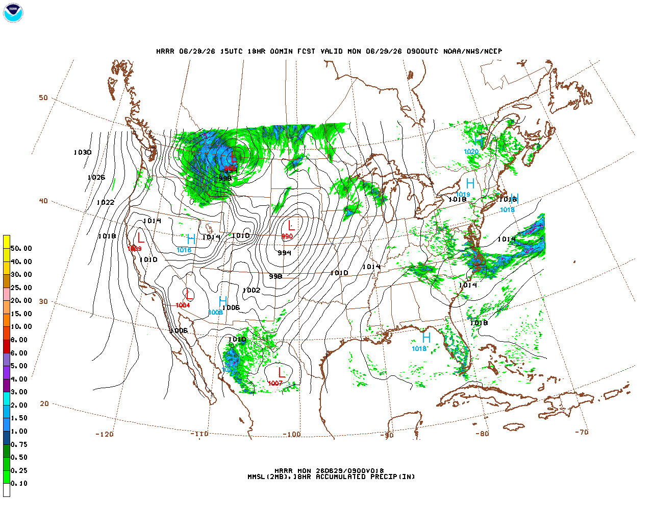 Click to enlarge the hourly precipitation forecast Latest 18 hour total precipitation forecast