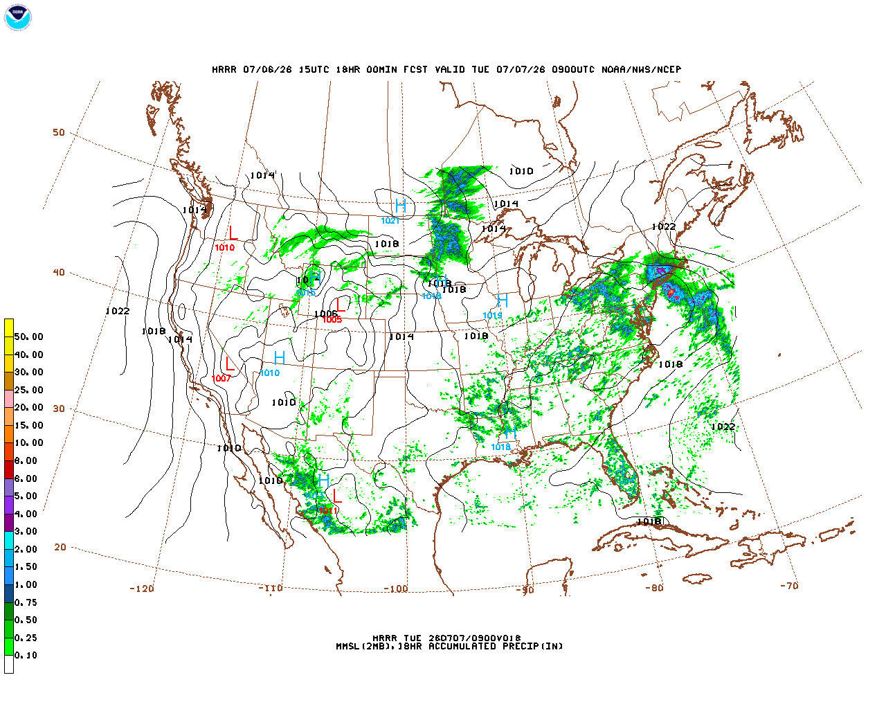 Click to enlarge the hourly precipitation forecast Latest 18 hour total precipitation forecast