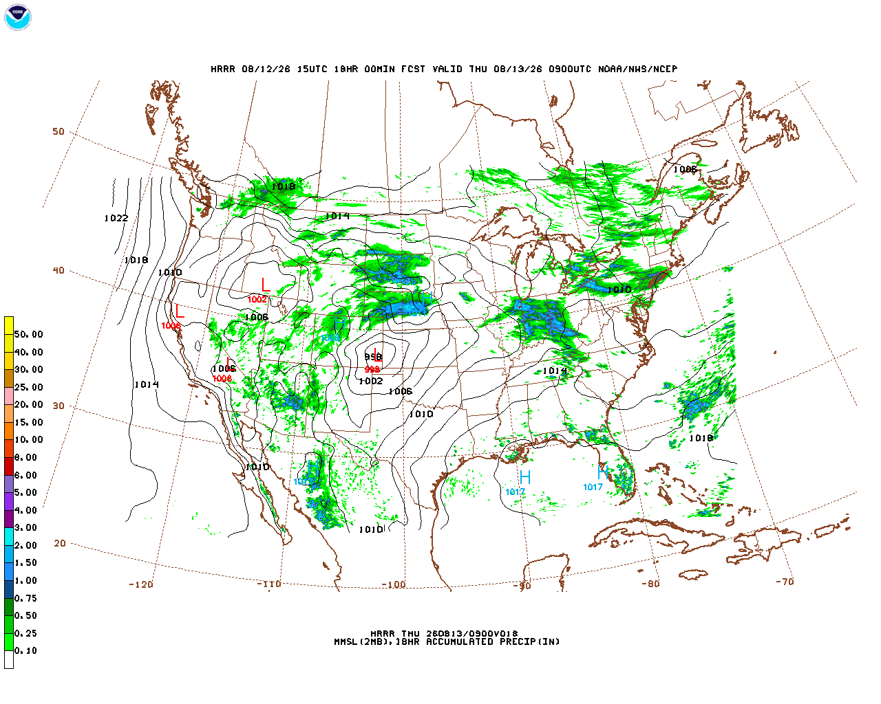 Click to enlarge the hourly precipitation forecast Latest 18 hour total precipitation forecast