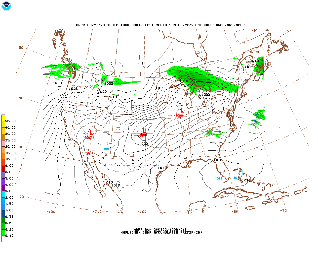 Click to enlarge the hourly precipitation forecast Latest 18 hour total precipitation forecast