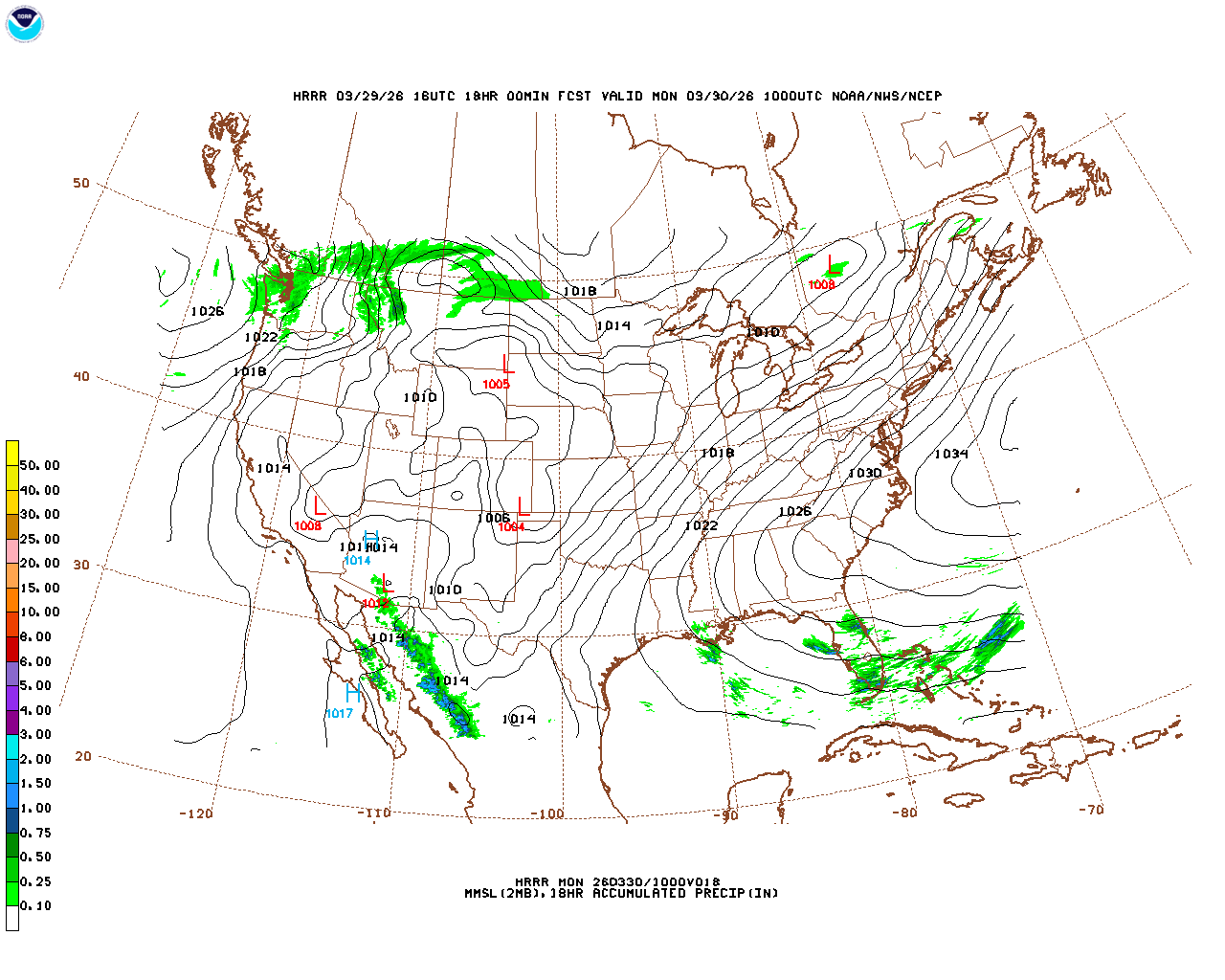 Click to enlarge the hourly precipitation forecast Latest 18 hour total precipitation forecast