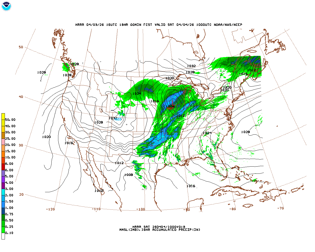 Click to enlarge the hourly precipitation forecast Latest 18 hour total precipitation forecast