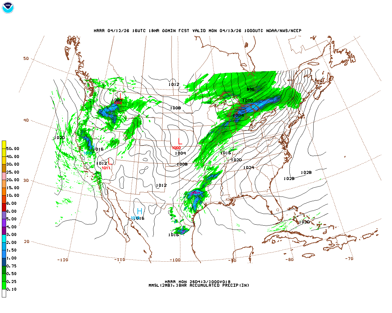 Click to enlarge the hourly precipitation forecast Latest 18 hour total precipitation forecast