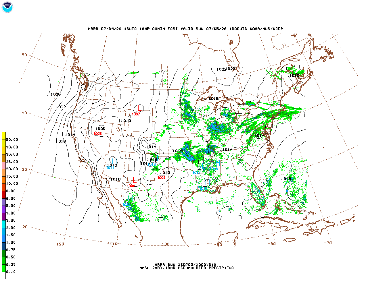 Click to enlarge the hourly precipitation forecast Latest 18 hour total precipitation forecast