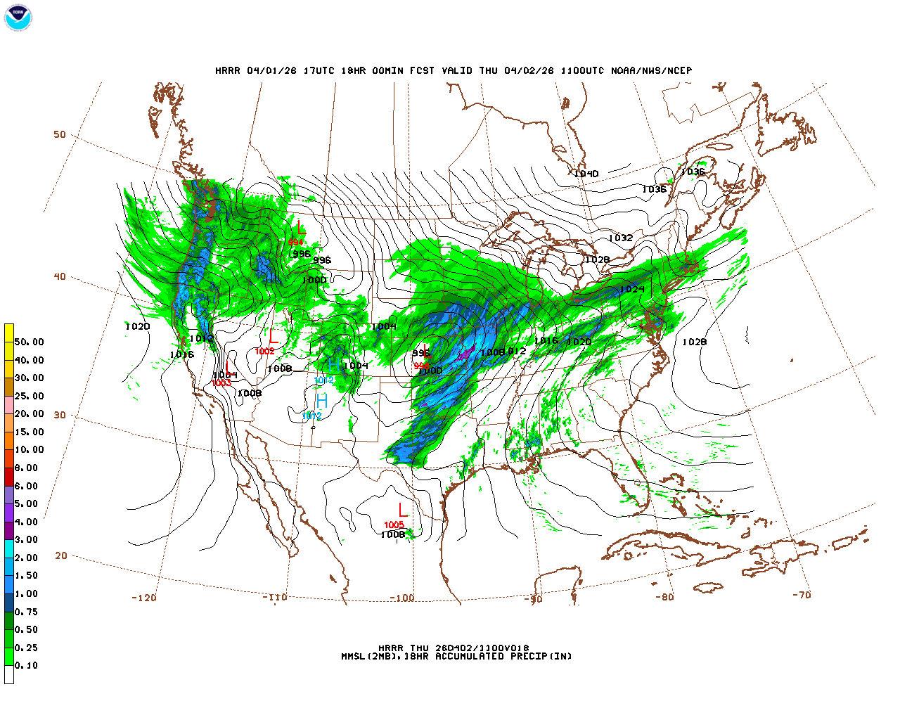 Click to enlarge the hourly precipitation forecast Latest 18 hour total precipitation forecast