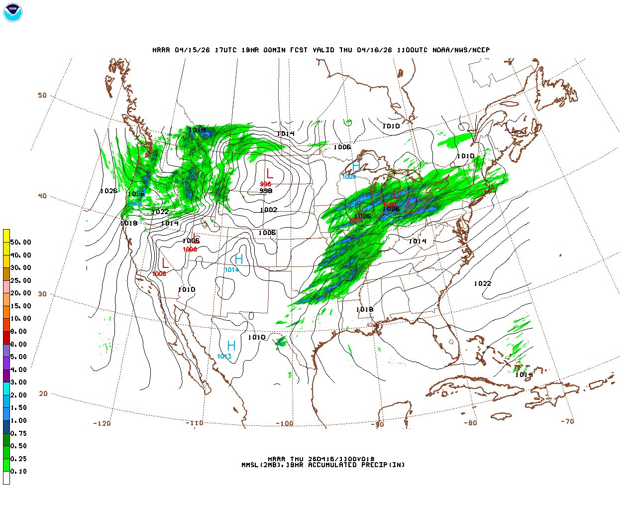 Click to enlarge the hourly precipitation forecast Latest 18 hour total precipitation forecast
