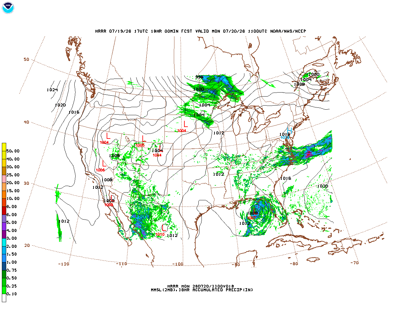 Click to enlarge the hourly precipitation forecast Latest 18 hour total precipitation forecast