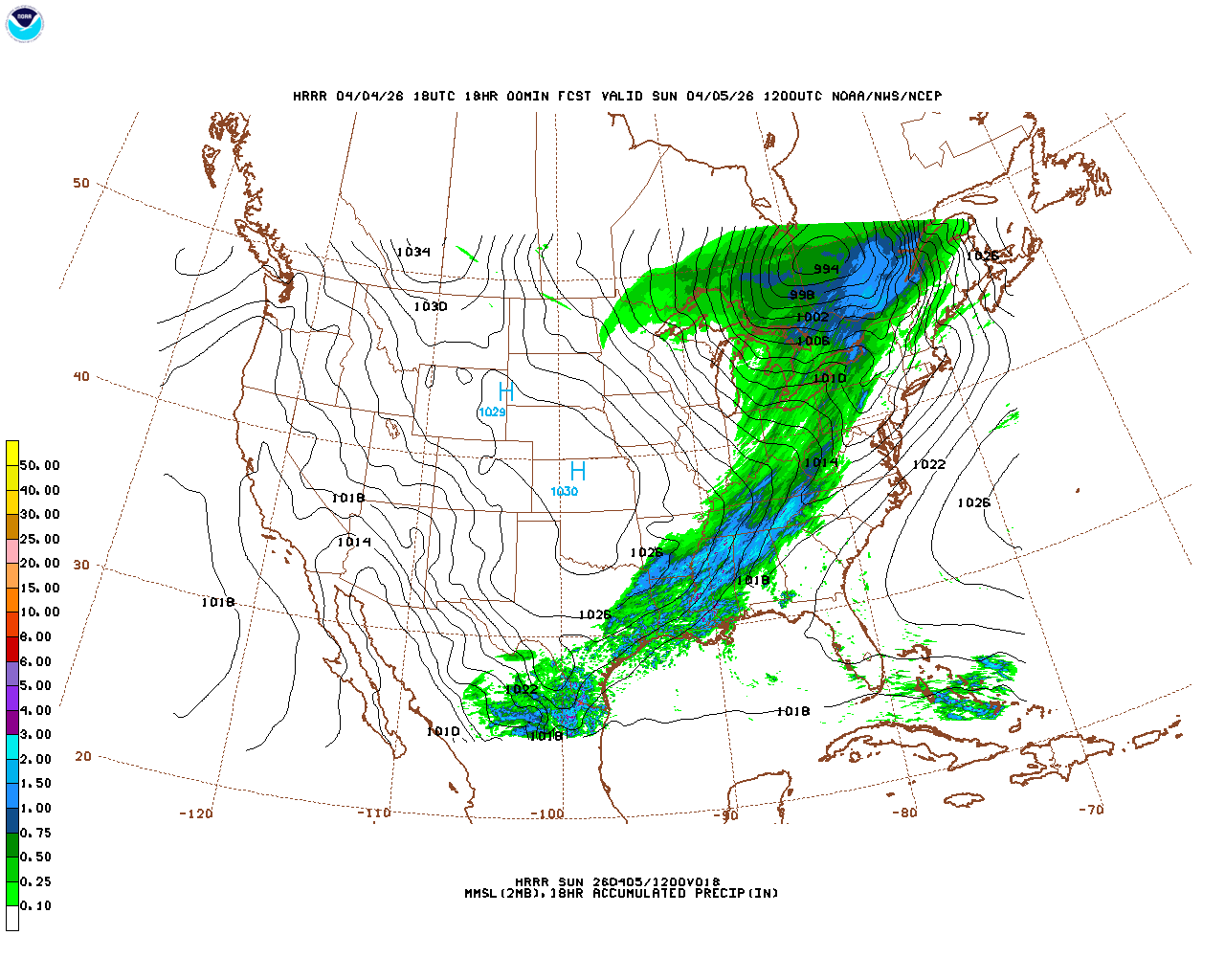 Click to enlarge the hourly precipitation forecast Latest 18 hour total precipitation forecast