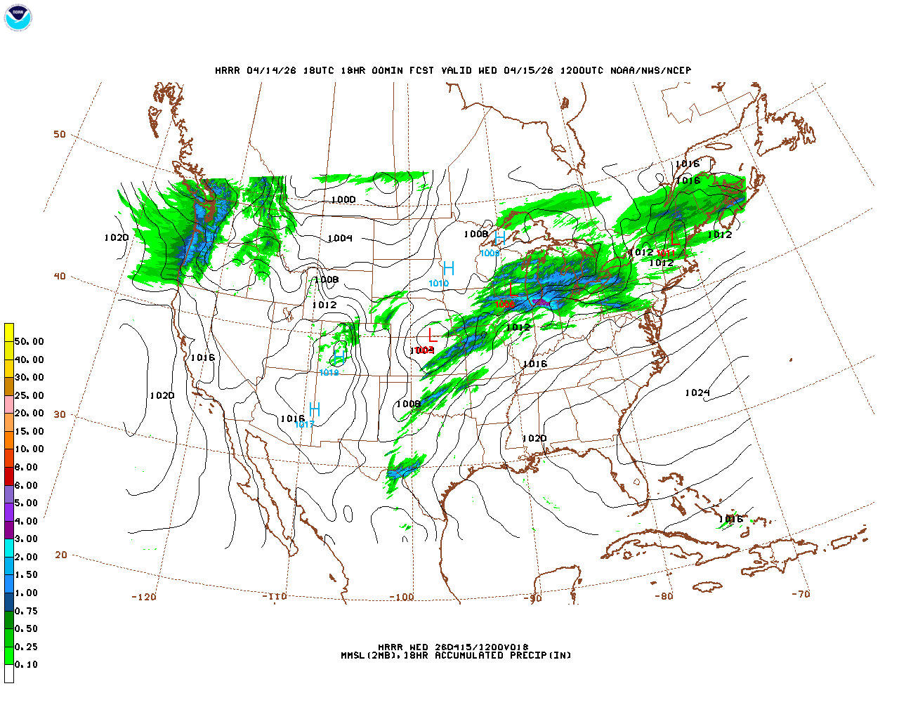 Click to enlarge the hourly precipitation forecast Latest 18 hour total precipitation forecast