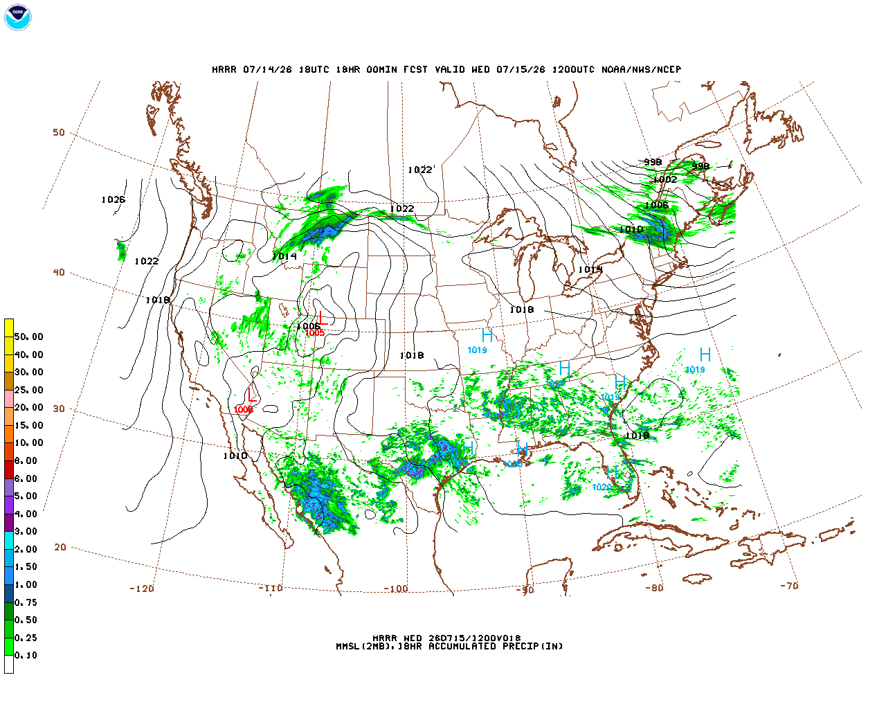Click to enlarge the hourly precipitation forecast Latest 18 hour total precipitation forecast