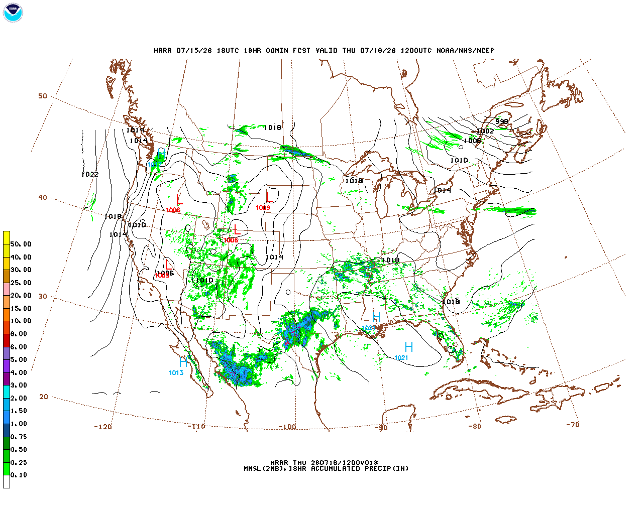 Click to enlarge the hourly precipitation forecast Latest 18 hour total precipitation forecast