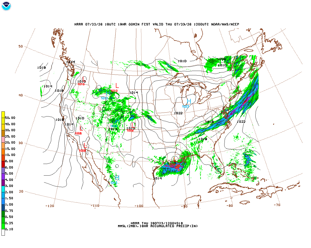 Click to enlarge the hourly precipitation forecast Latest 18 hour total precipitation forecast