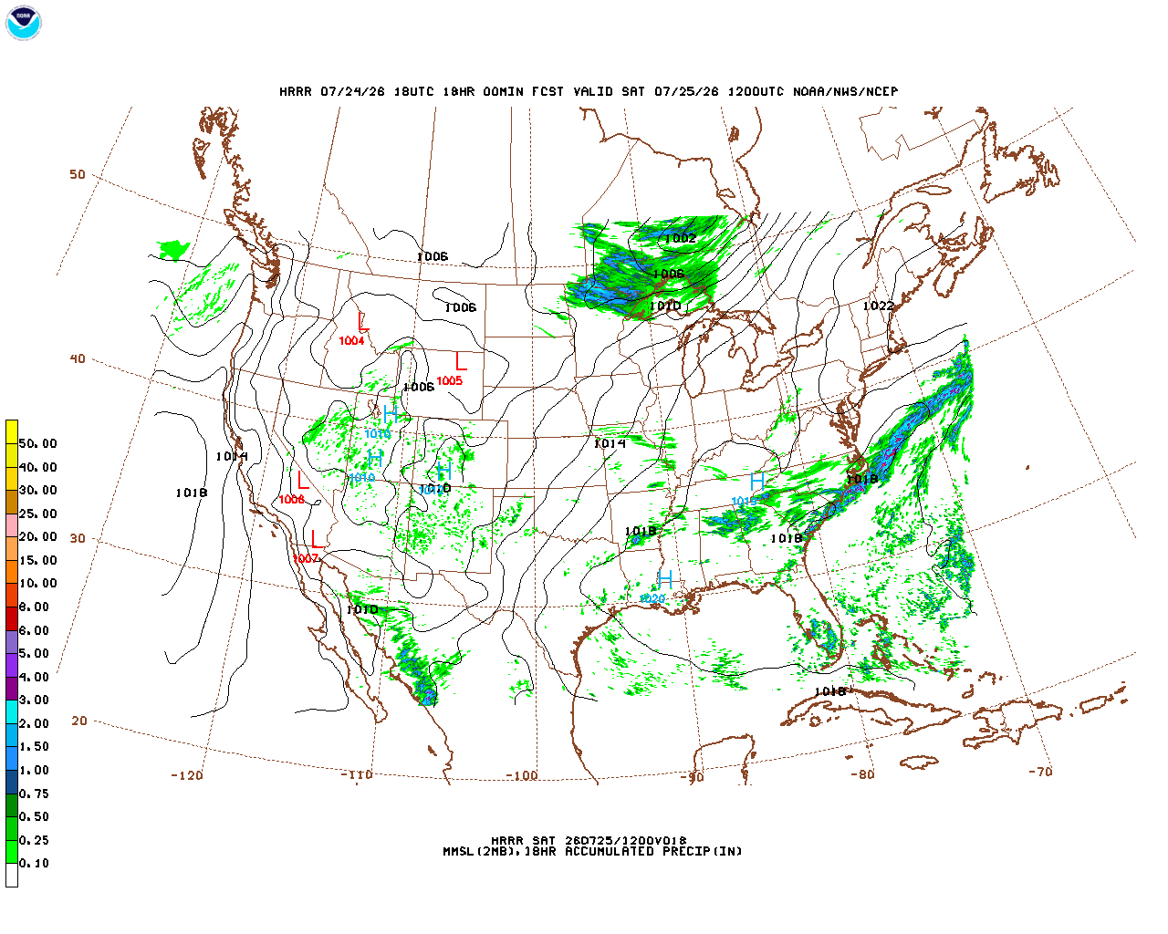 Click to enlarge the hourly precipitation forecast Latest 18 hour total precipitation forecast