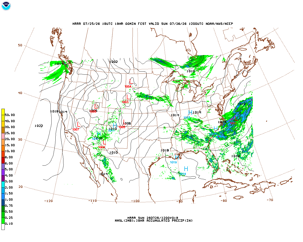 Click to enlarge the hourly precipitation forecast Latest 18 hour total precipitation forecast