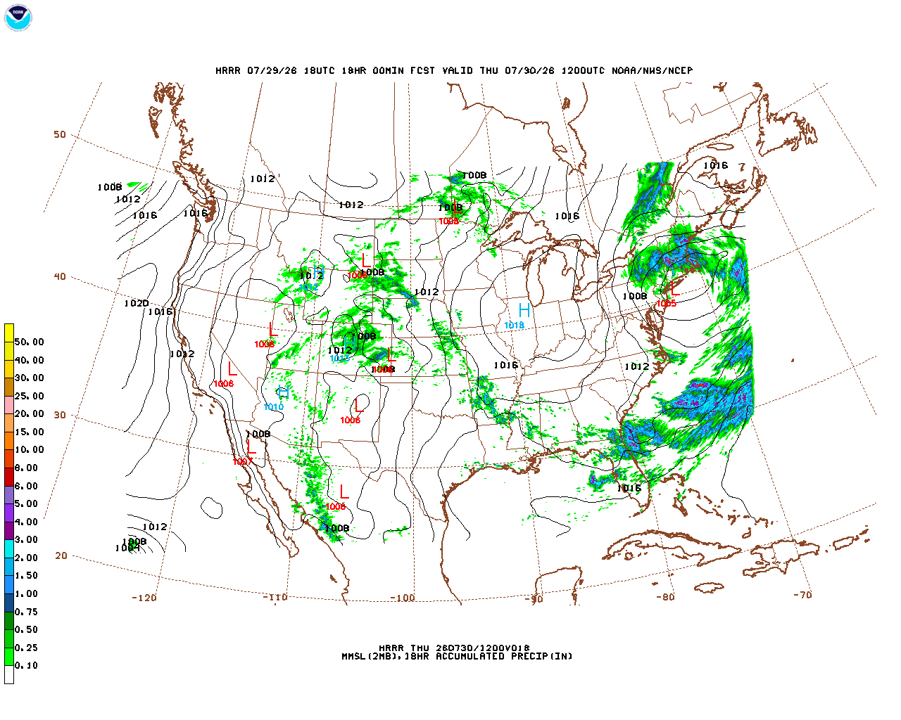 Click to enlarge the hourly precipitation forecast Latest 18 hour total precipitation forecast