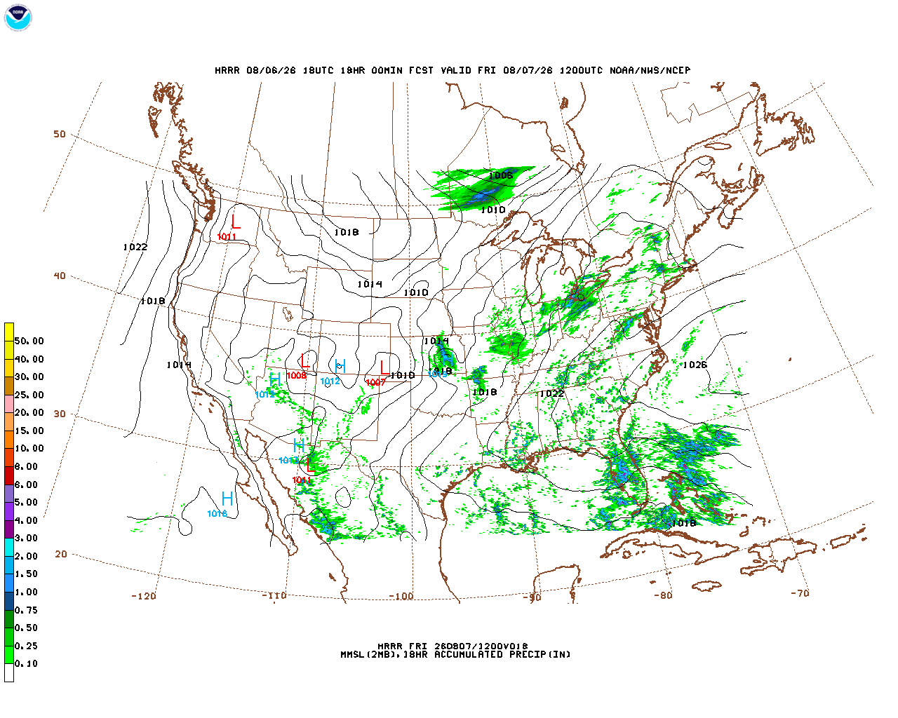 Click to enlarge the hourly precipitation forecast Latest 18 hour total precipitation forecast