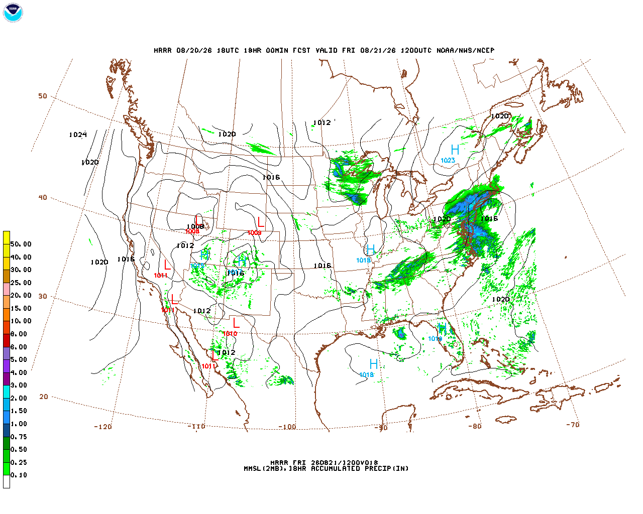 Click to enlarge the hourly precipitation forecast Latest 18 hour total precipitation forecast