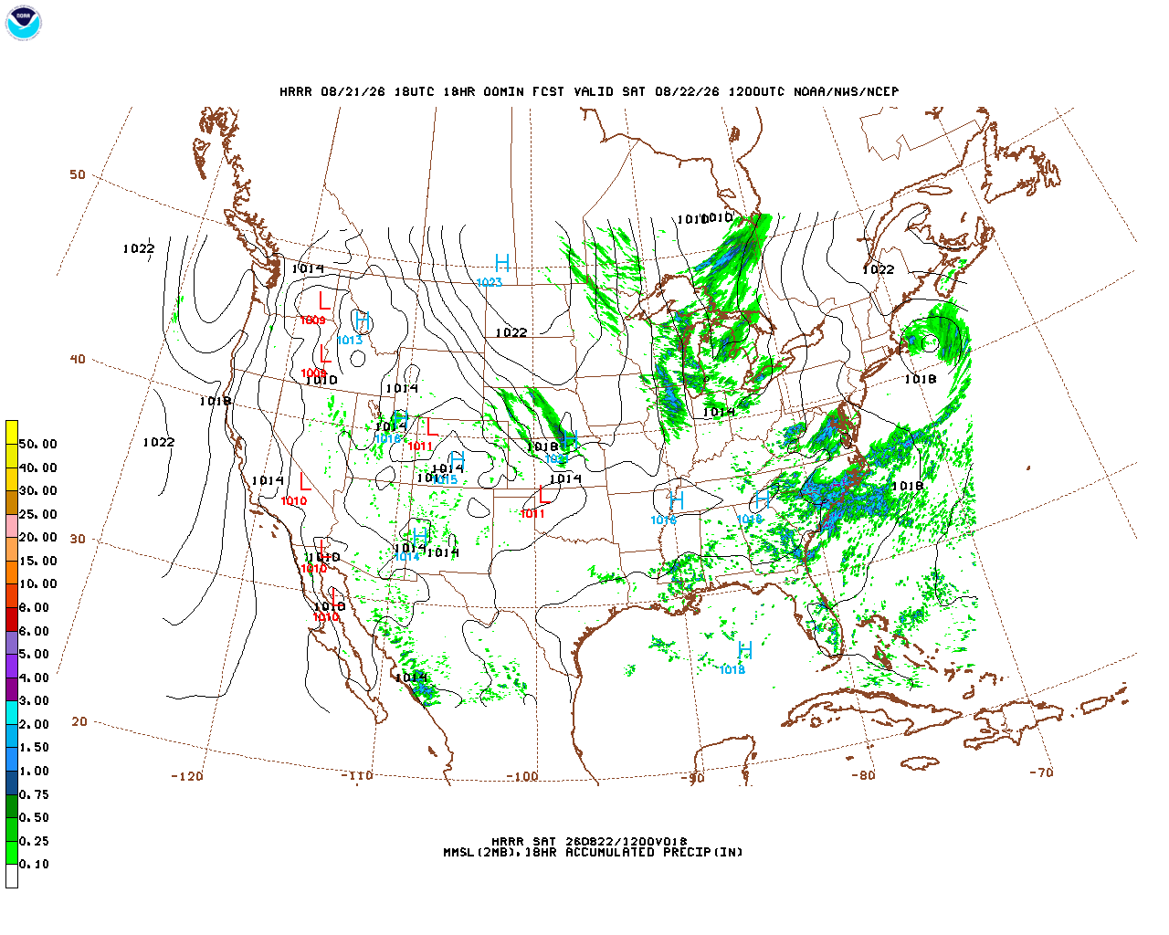 Click to enlarge the hourly precipitation forecast Latest 18 hour total precipitation forecast