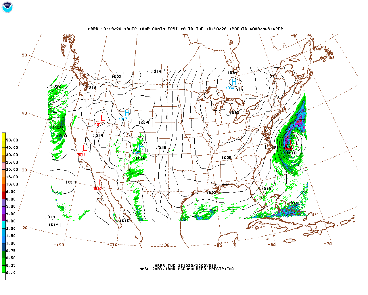 Click to enlarge the hourly precipitation forecast Latest 18 hour total precipitation forecast
