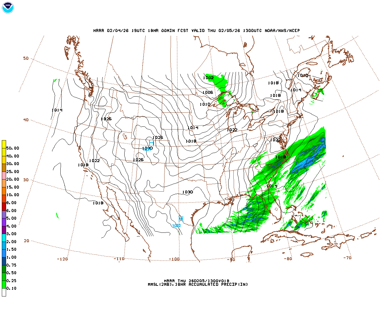 Click to enlarge the hourly precipitation forecast Latest 18 hour total precipitation forecast