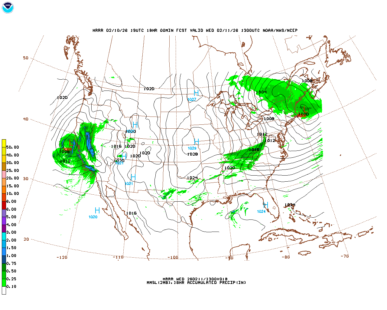 Click to enlarge the hourly precipitation forecast Latest 18 hour total precipitation forecast