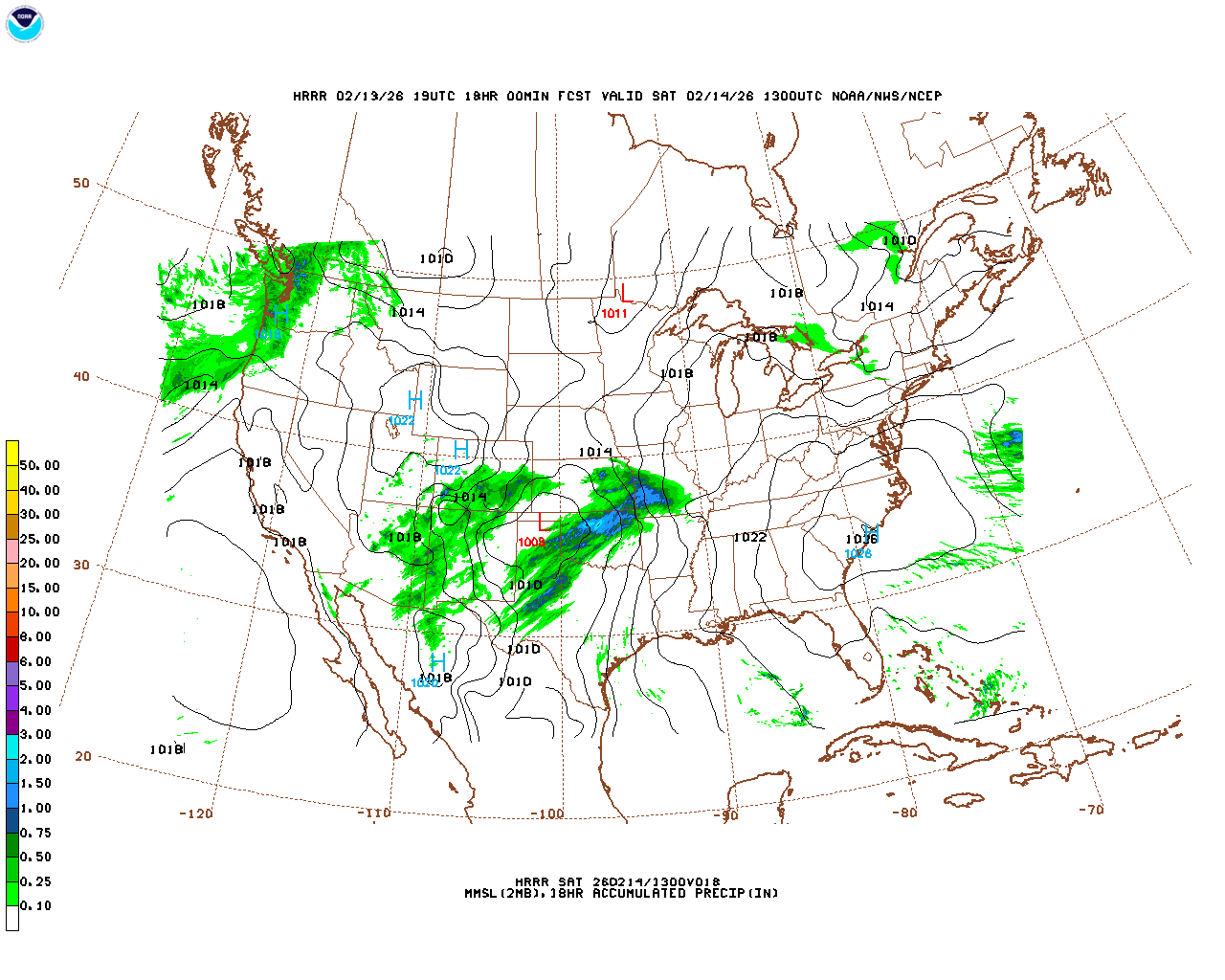 Click to enlarge the hourly precipitation forecast Latest 18 hour total precipitation forecast