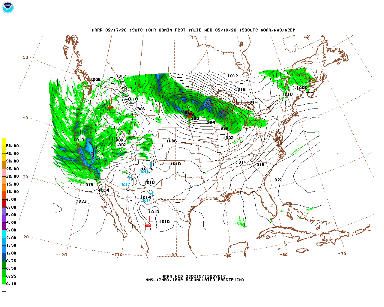 Click to enlarge the hourly precipitation forecast Latest 18 hour total precipitation forecast
