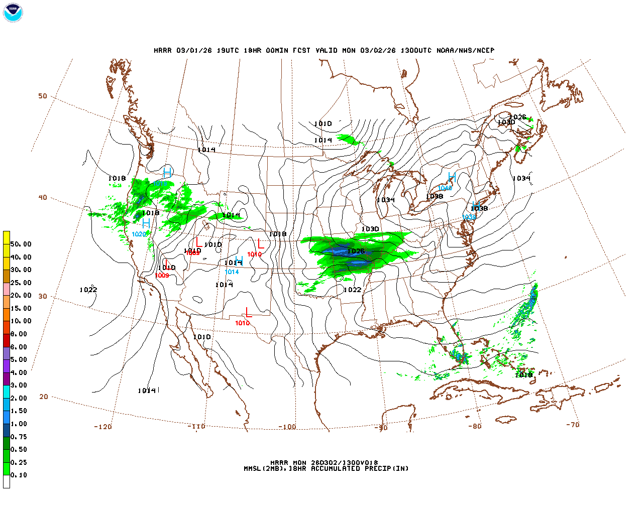 Click to enlarge the hourly precipitation forecast Latest 18 hour total precipitation forecast
