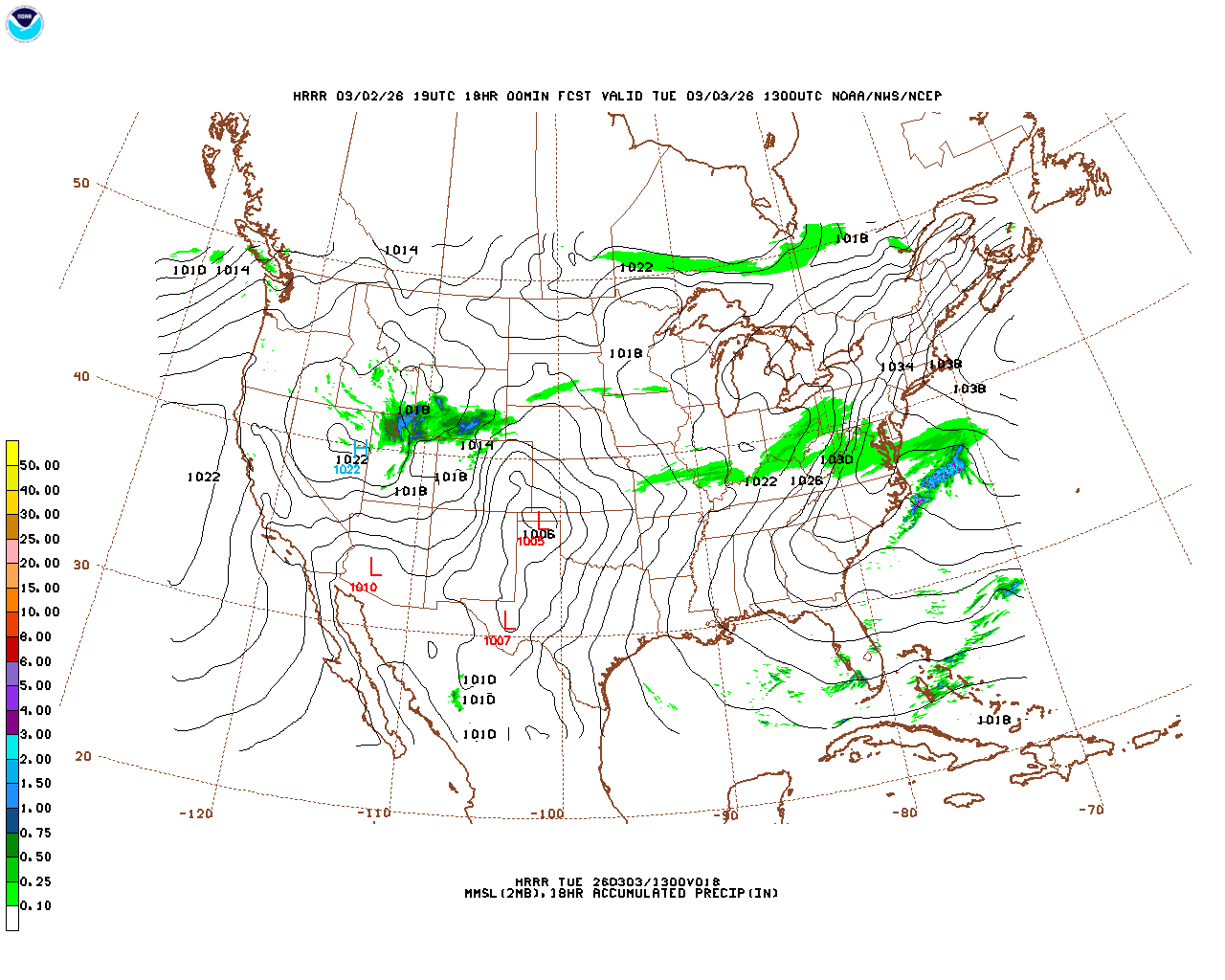 Click to enlarge the hourly precipitation forecast Latest 18 hour total precipitation forecast