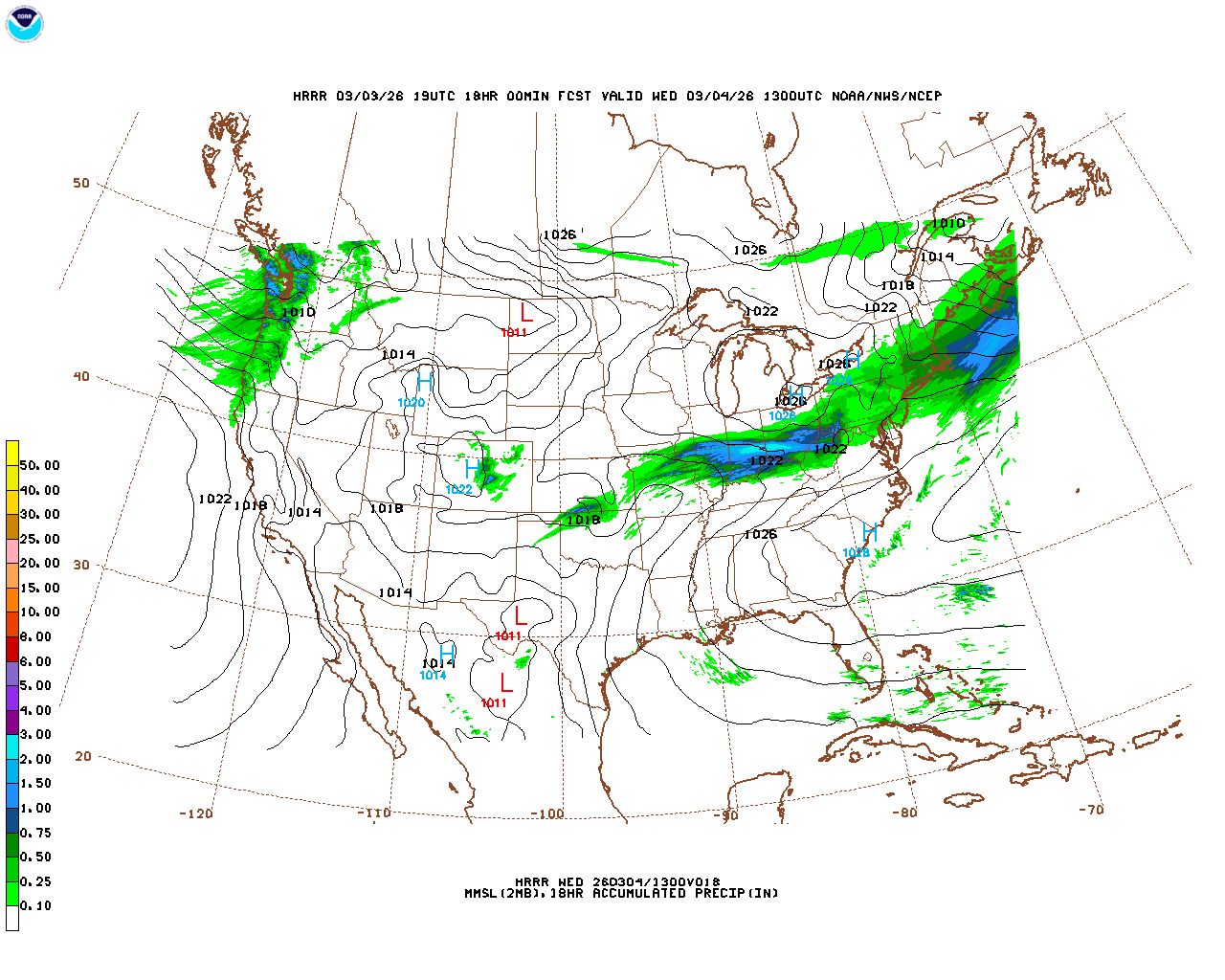 Click to enlarge the hourly precipitation forecast Latest 18 hour total precipitation forecast