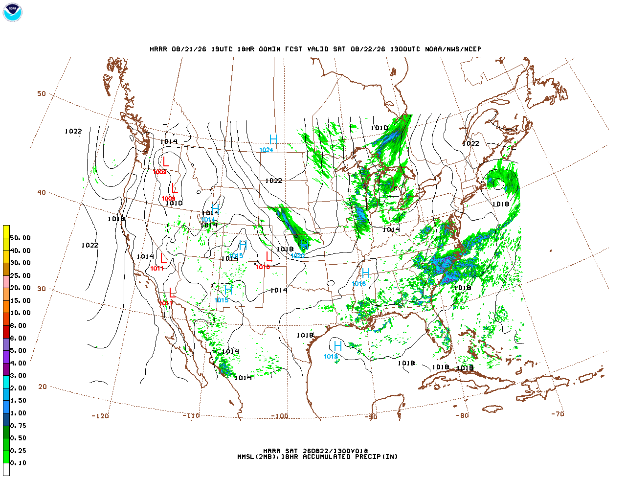 Click to enlarge the hourly precipitation forecast Latest 18 hour total precipitation forecast