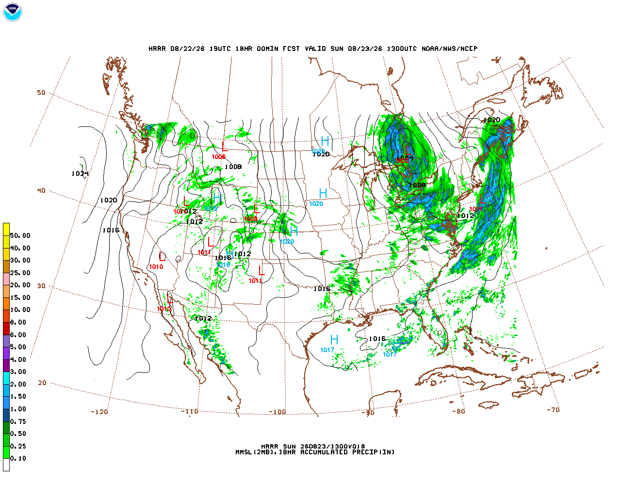 Click to enlarge the hourly precipitation forecast Latest 18 hour total precipitation forecast