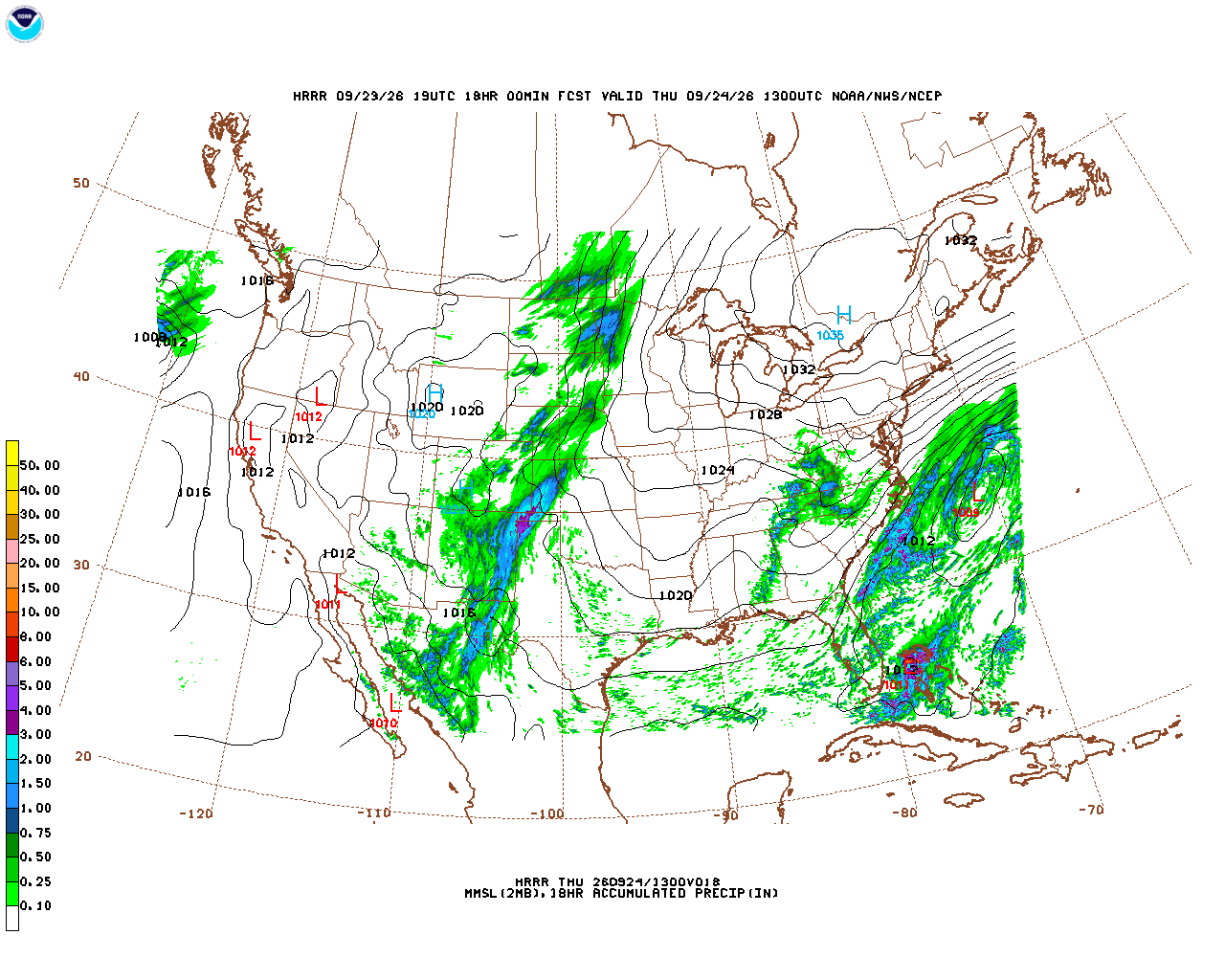 Latest 18 hour total precipitation forecast