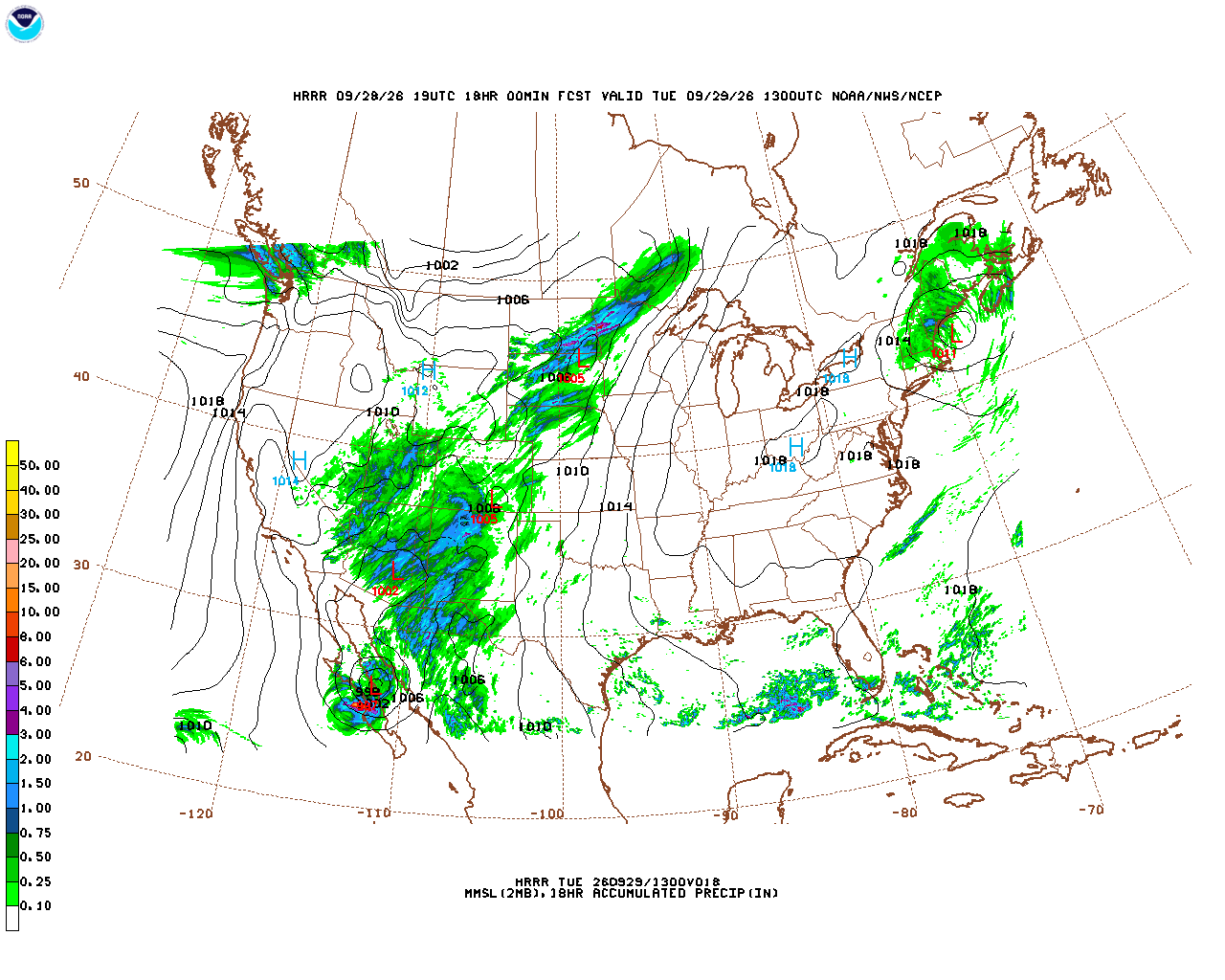 Click to enlarge the hourly precipitation forecast Latest 18 hour total precipitation forecast
