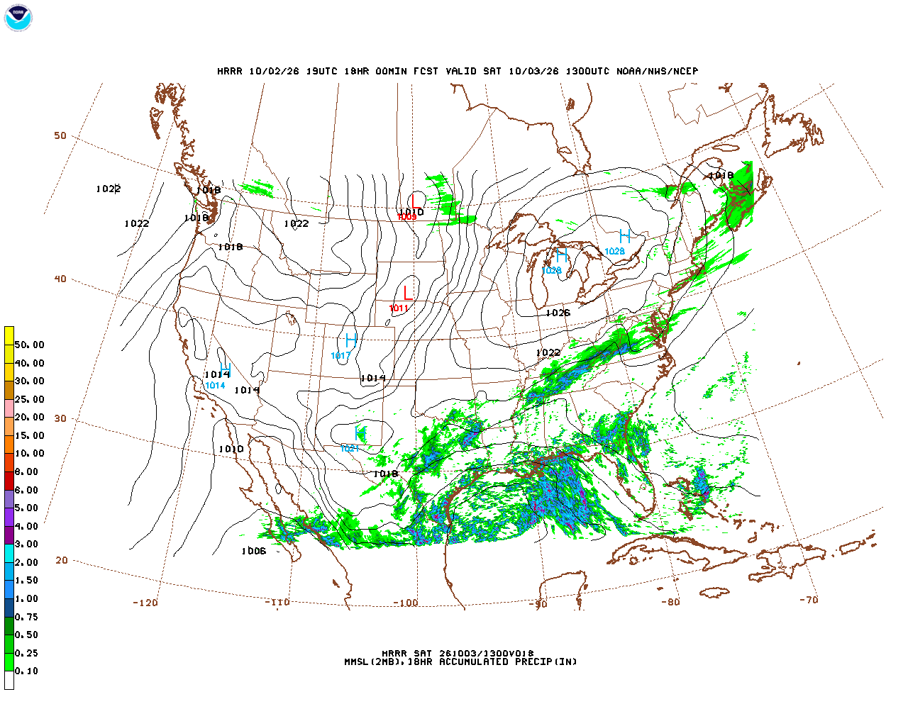 Click to enlarge the hourly precipitation forecast Latest 18 hour total precipitation forecast