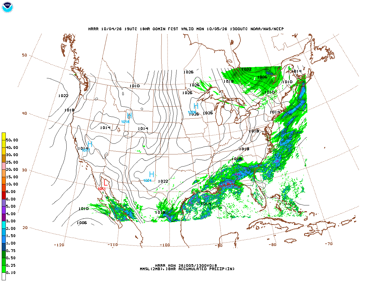 Click to enlarge the hourly precipitation forecast Latest 18 hour total precipitation forecast