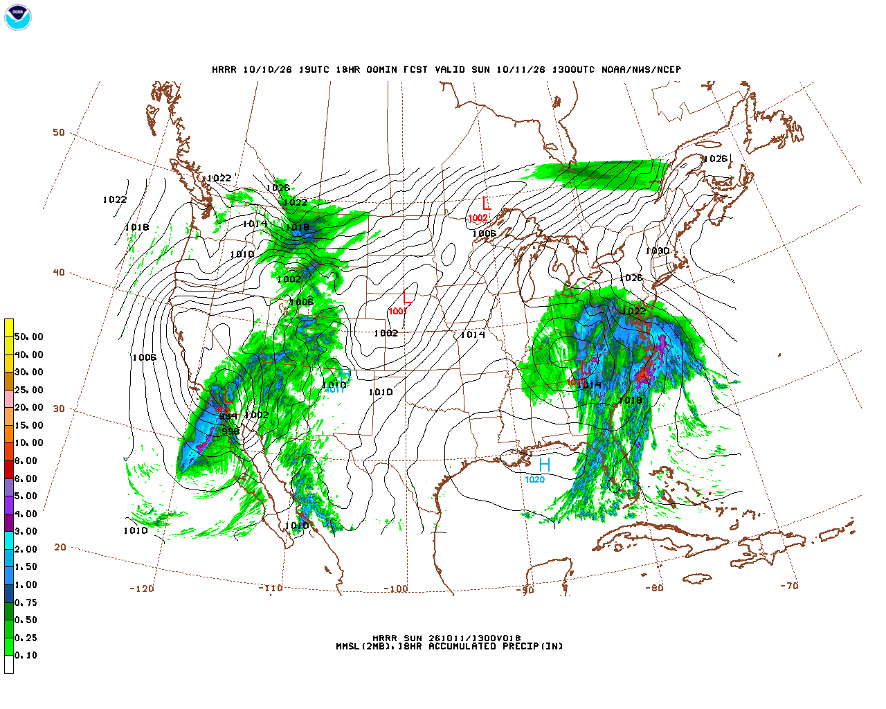 Click to enlarge the hourly precipitation forecast Latest 18 hour total precipitation forecast