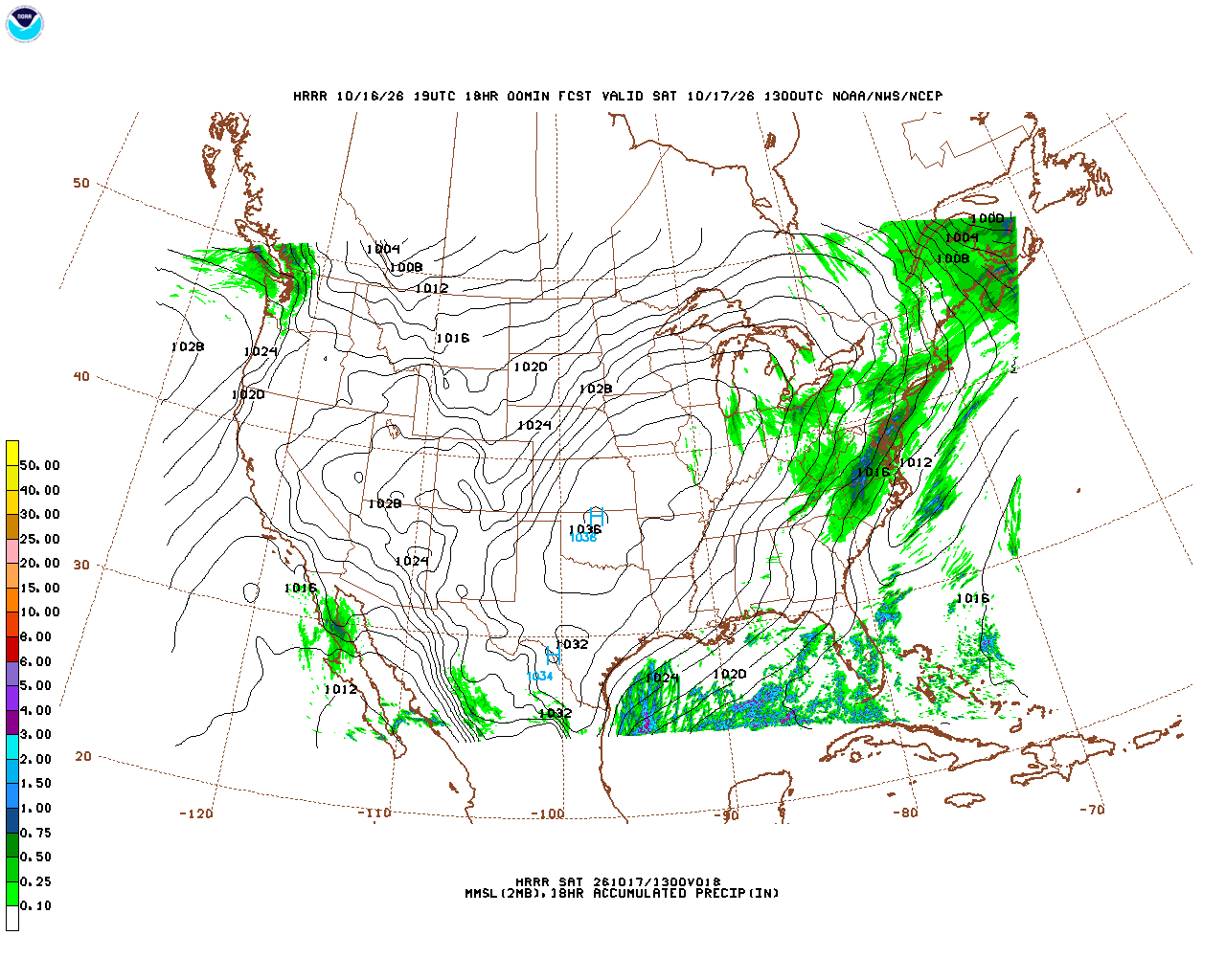 Click to enlarge the hourly precipitation forecast Latest 18 hour total precipitation forecast