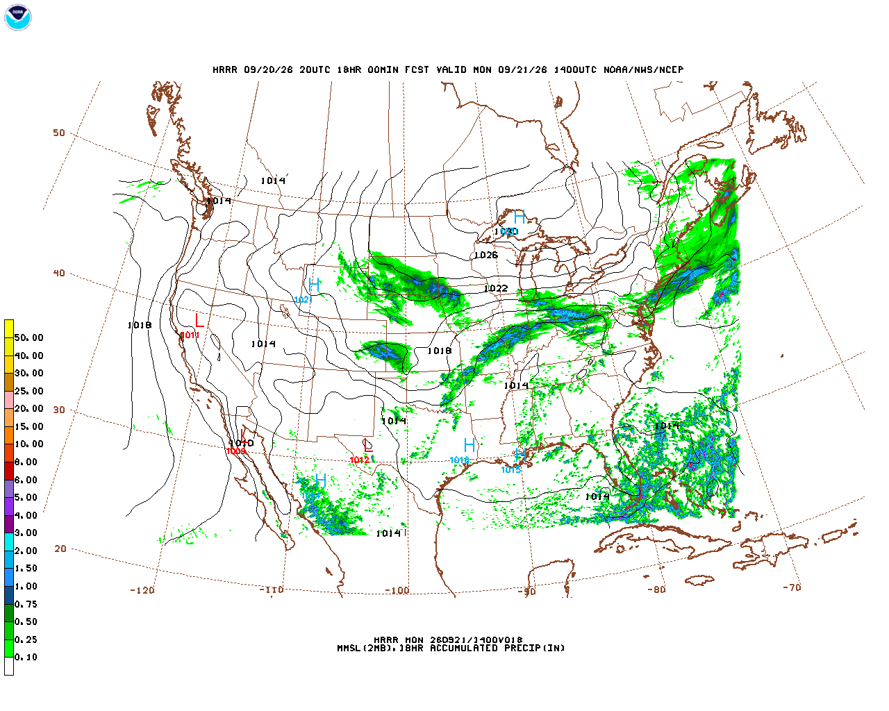 Click to enlarge the hourly precipitation forecast Latest 18 hour total precipitation forecast