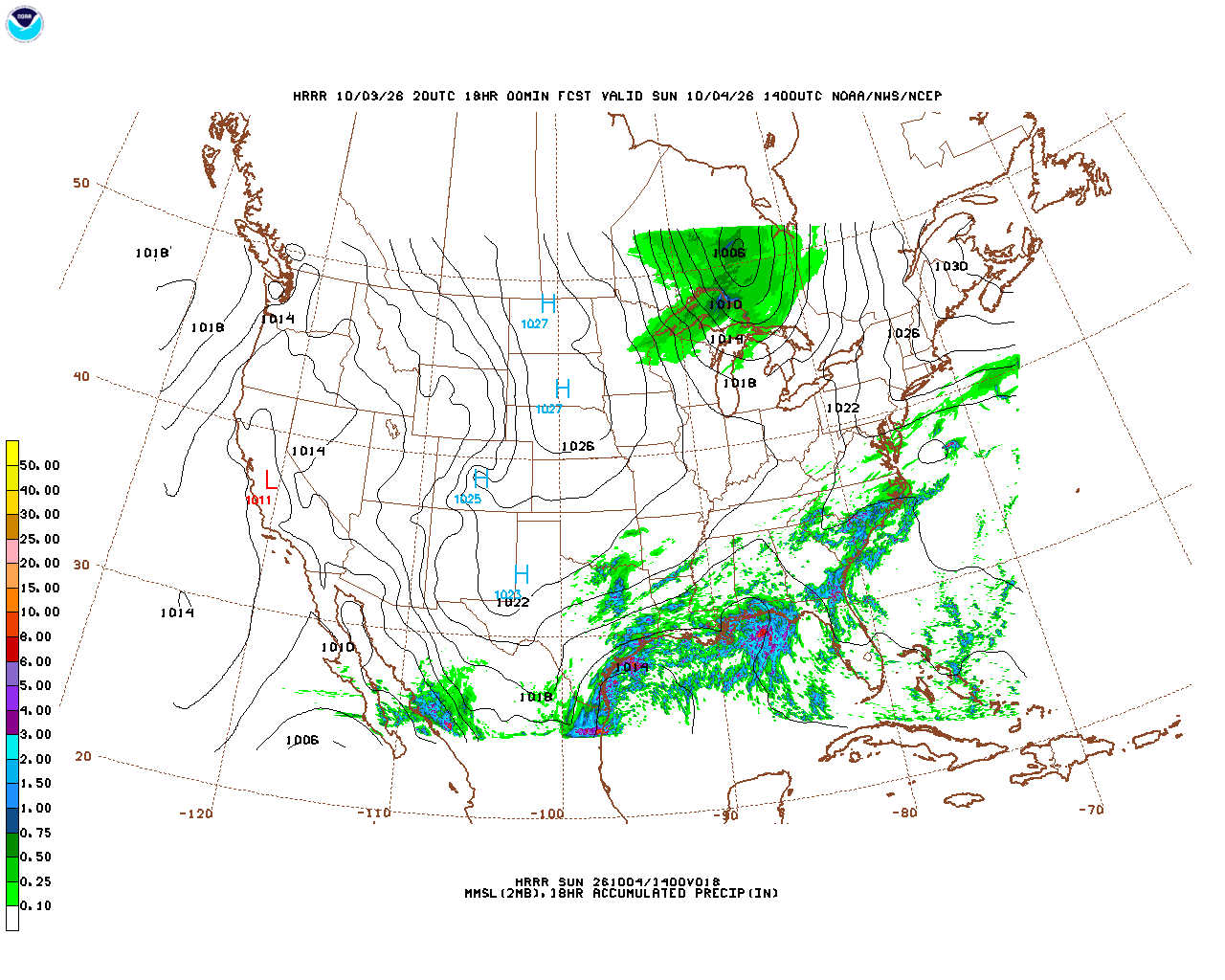 Click to enlarge the hourly precipitation forecast Latest 18 hour total precipitation forecast
