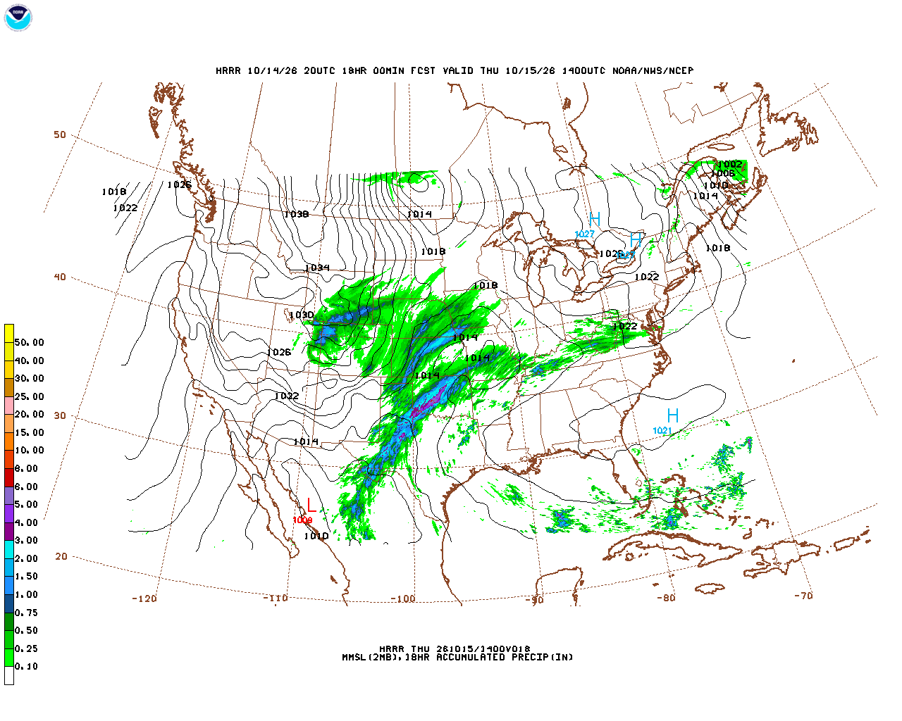 Click to enlarge the hourly precipitation forecast Latest 18 hour total precipitation forecast