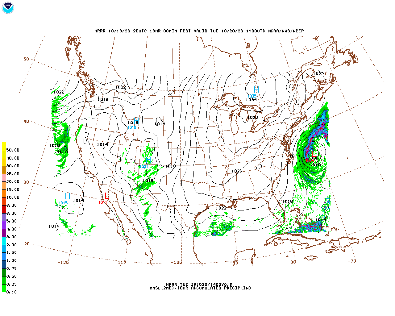 Click to enlarge the hourly precipitation forecast Latest 18 hour total precipitation forecast