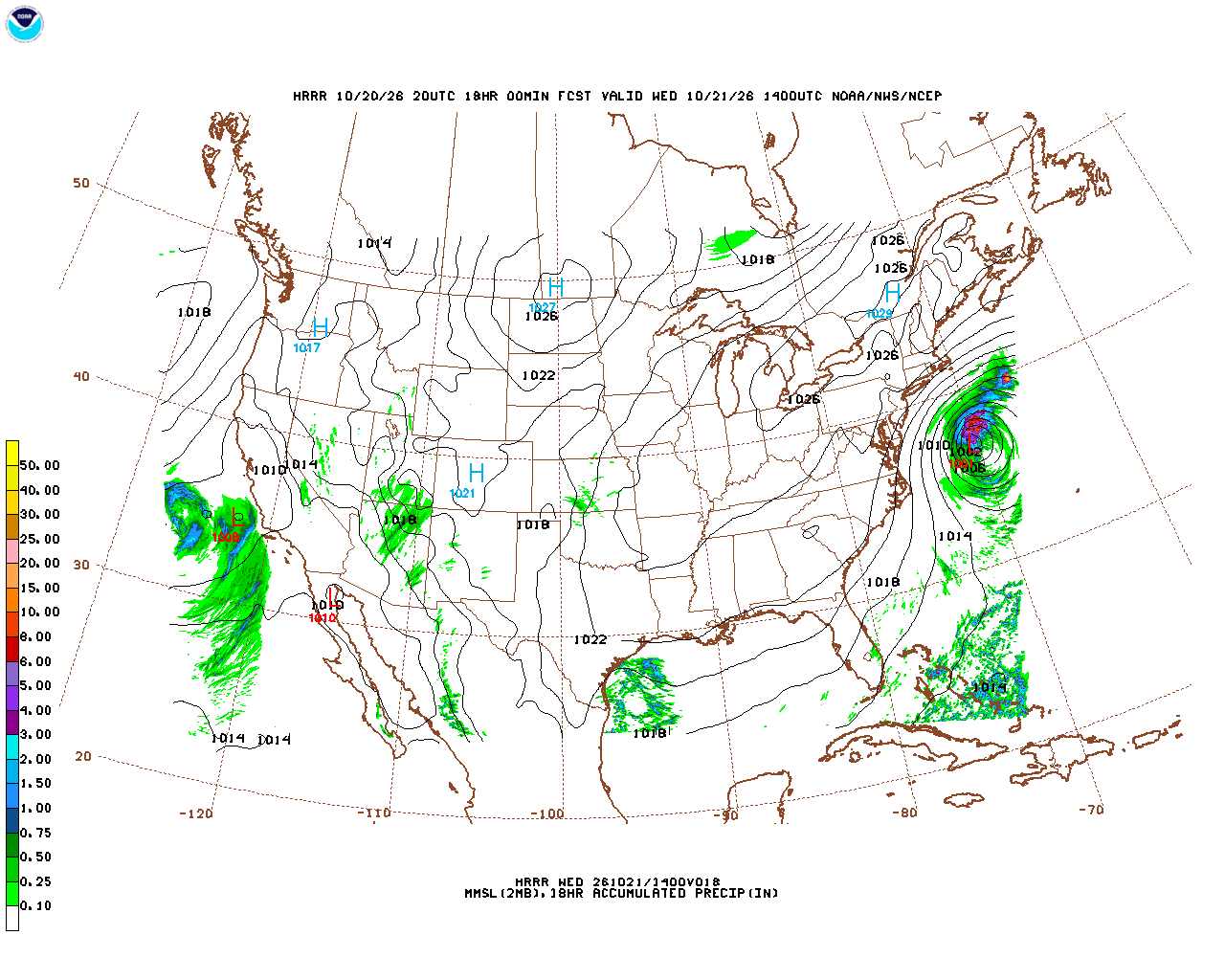 Latest 18 hour total precipitation forecast