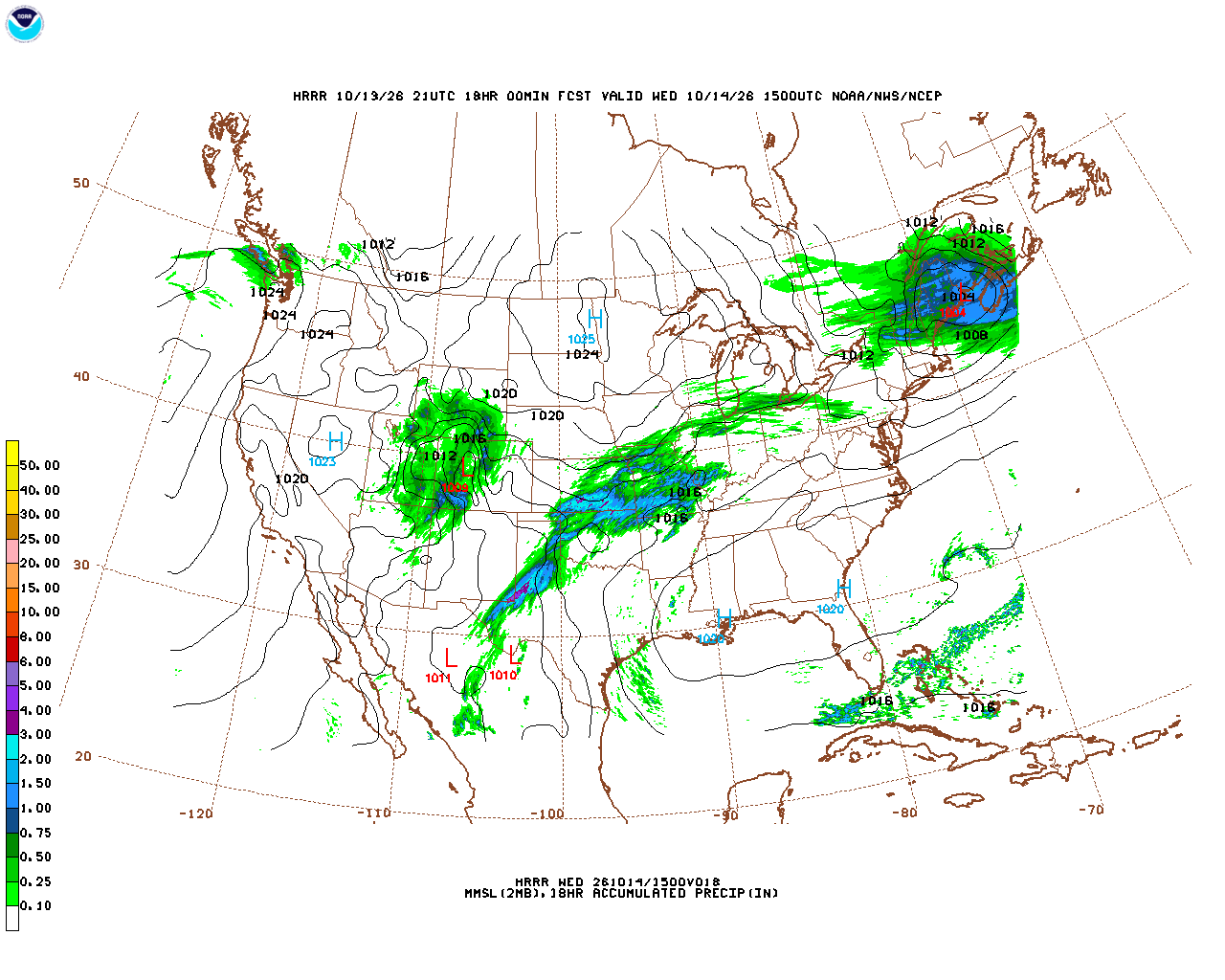 Latest 18 hour total precipitation forecast