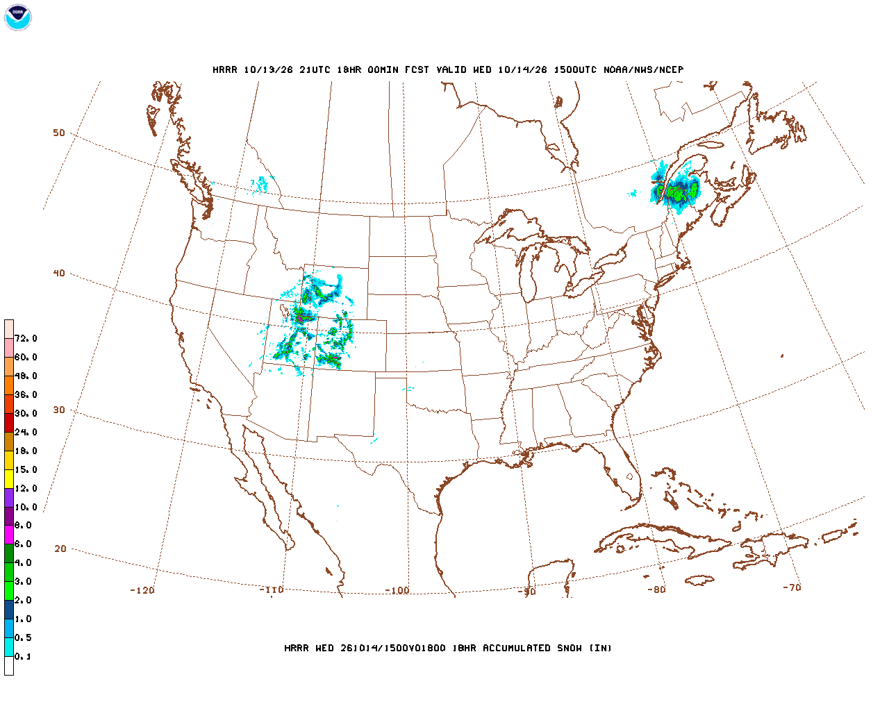 Latest 18 hour total precipitation forecast