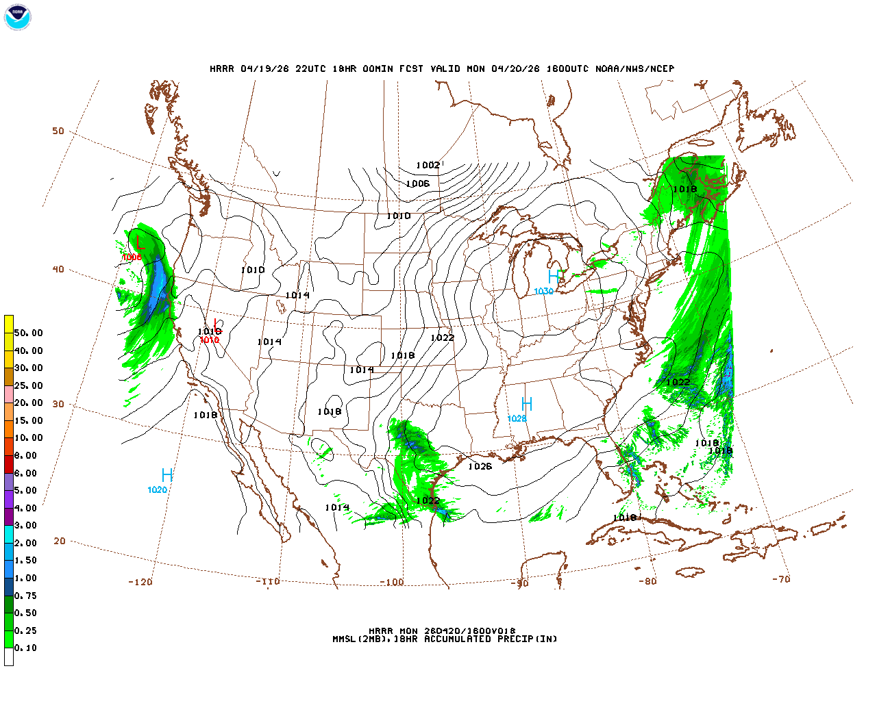 Click to enlarge the hourly precipitation forecast Latest 18 hour total precipitation forecast