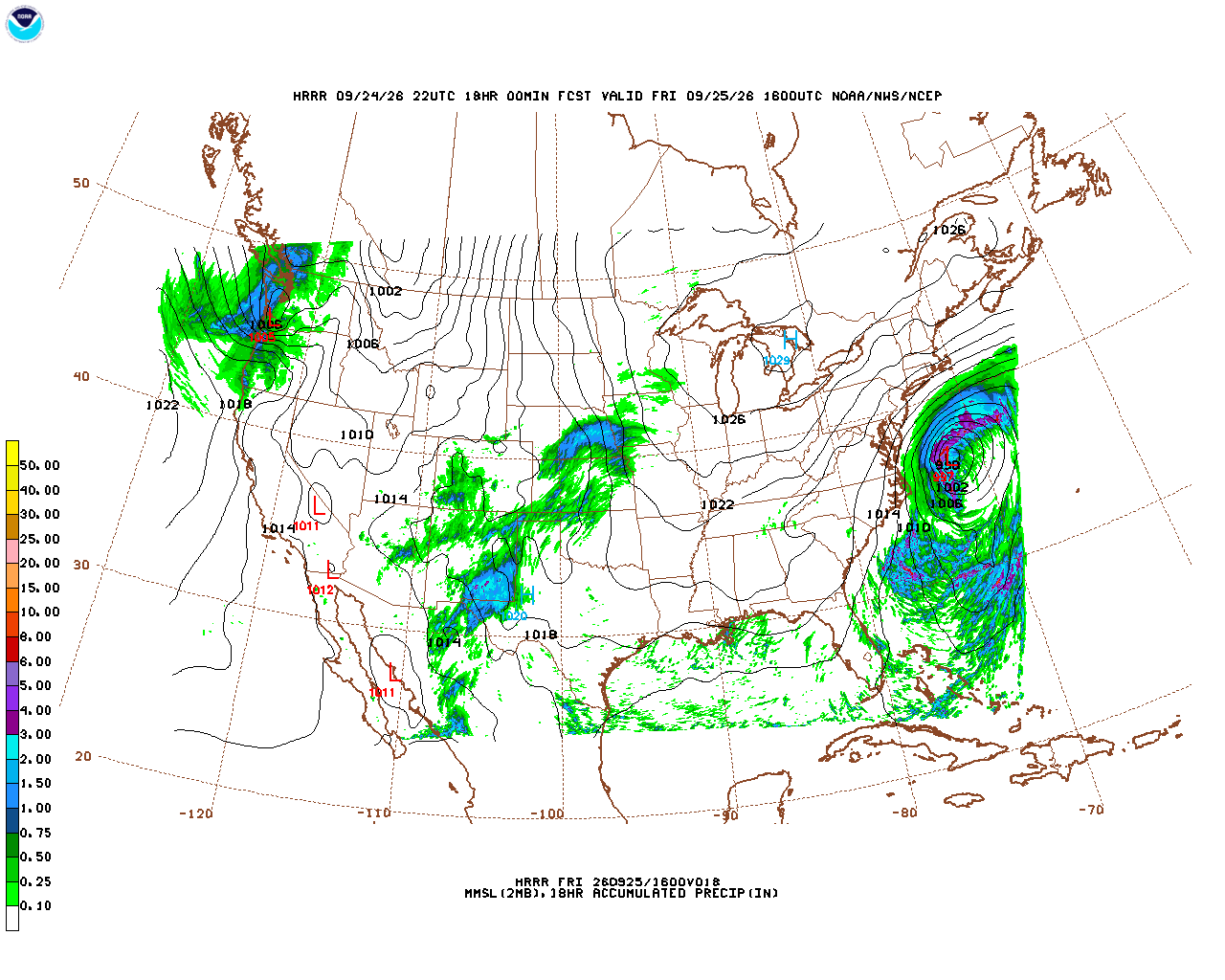 Click to enlarge the hourly precipitation forecast Latest 18 hour total precipitation forecast